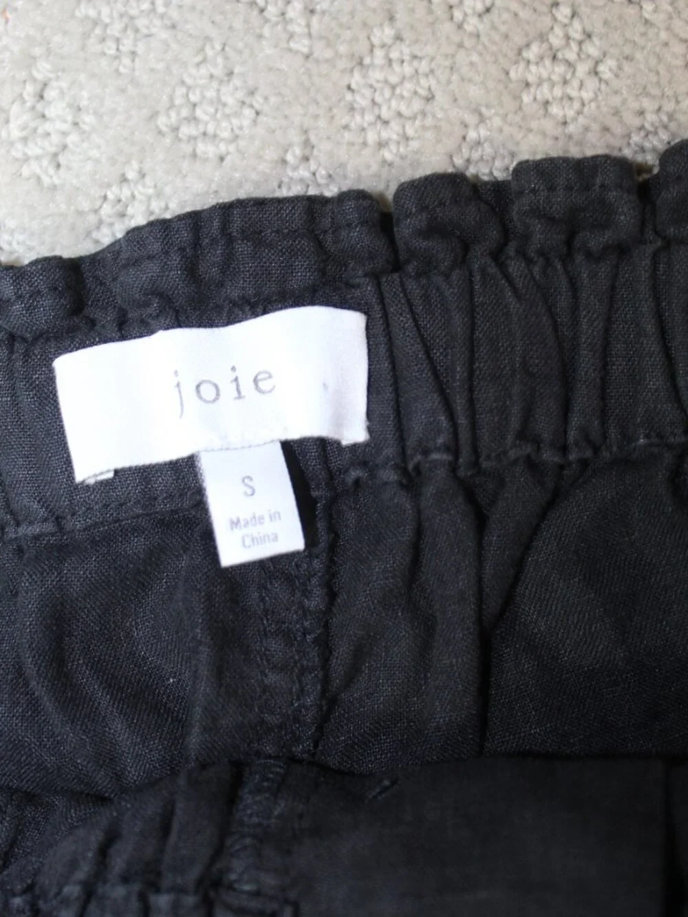 Joie Size S 100% Linen Black Elastic Waist Elastic Ankle Pants
